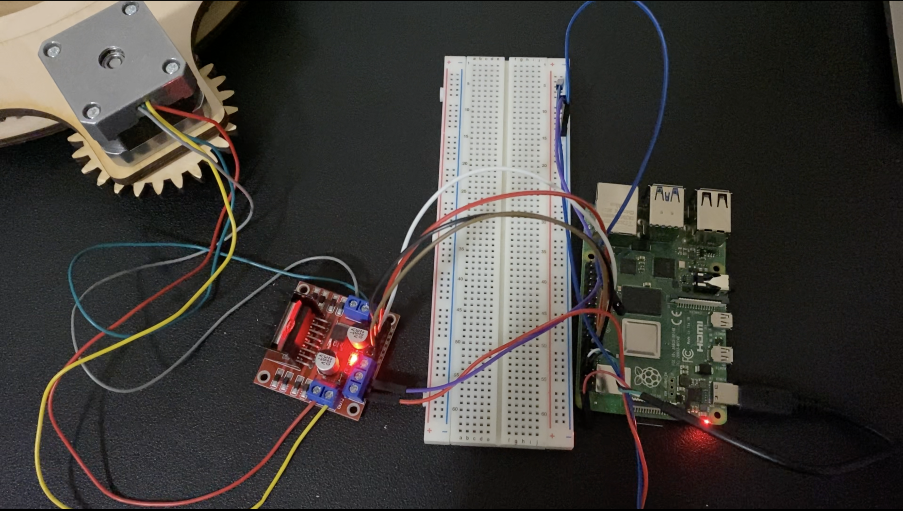 Circuit Board with Raspberry Pi and Servo Motor